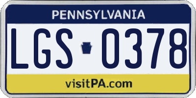 PA license plate LGS0378