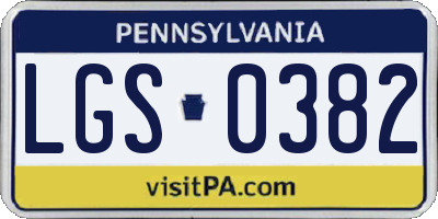 PA license plate LGS0382