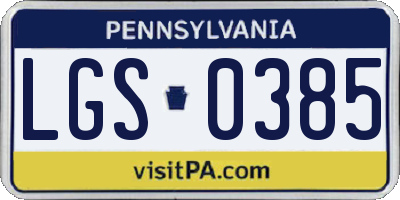 PA license plate LGS0385