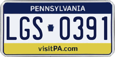 PA license plate LGS0391
