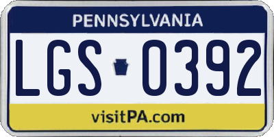 PA license plate LGS0392