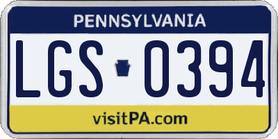 PA license plate LGS0394