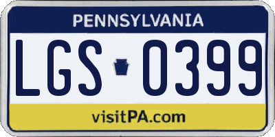 PA license plate LGS0399