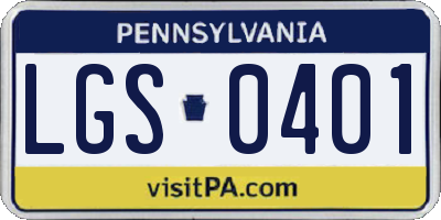 PA license plate LGS0401