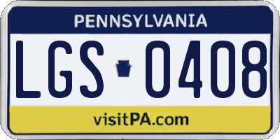 PA license plate LGS0408