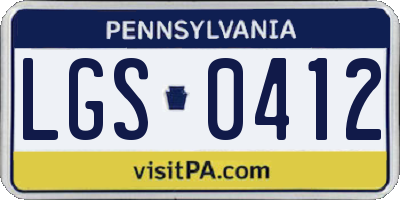 PA license plate LGS0412