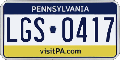 PA license plate LGS0417