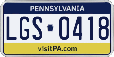 PA license plate LGS0418