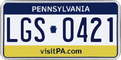PA license plate LGS0421