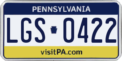 PA license plate LGS0422