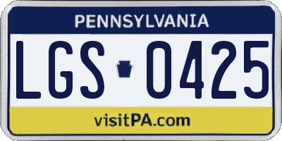 PA license plate LGS0425