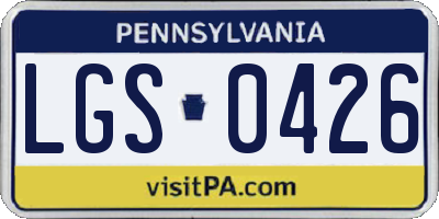 PA license plate LGS0426
