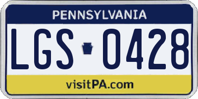 PA license plate LGS0428