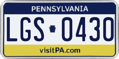 PA license plate LGS0430