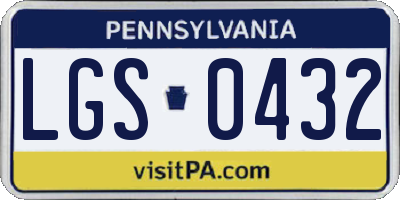 PA license plate LGS0432