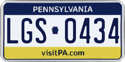 PA license plate LGS0434
