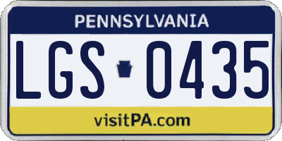 PA license plate LGS0435