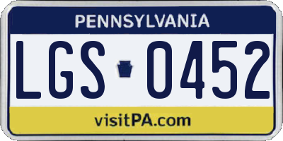 PA license plate LGS0452