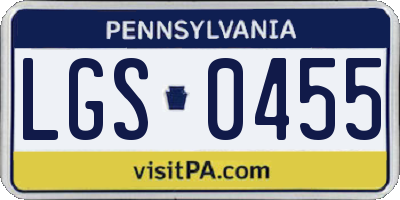 PA license plate LGS0455