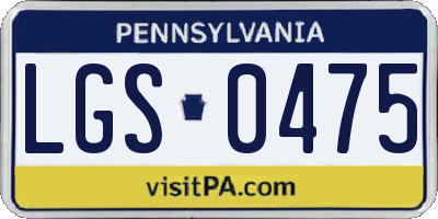 PA license plate LGS0475