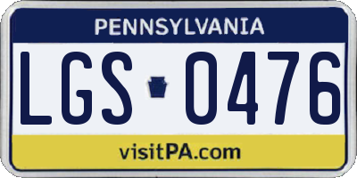 PA license plate LGS0476