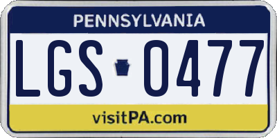 PA license plate LGS0477