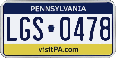 PA license plate LGS0478