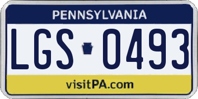 PA license plate LGS0493