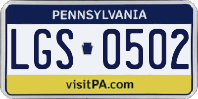 PA license plate LGS0502