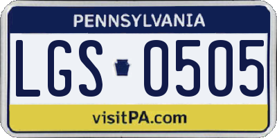 PA license plate LGS0505