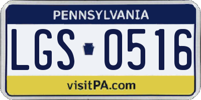 PA license plate LGS0516