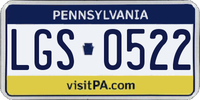 PA license plate LGS0522