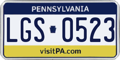 PA license plate LGS0523