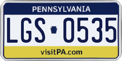 PA license plate LGS0535