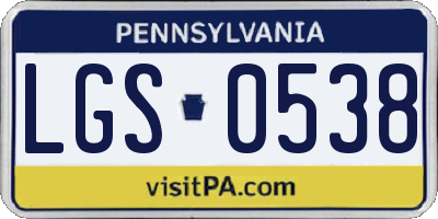 PA license plate LGS0538