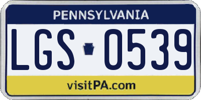 PA license plate LGS0539