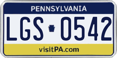 PA license plate LGS0542