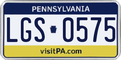 PA license plate LGS0575