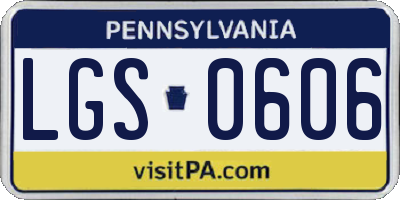 PA license plate LGS0606