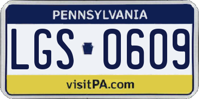 PA license plate LGS0609