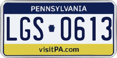 PA license plate LGS0613
