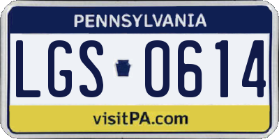 PA license plate LGS0614