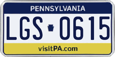 PA license plate LGS0615