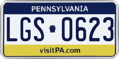 PA license plate LGS0623