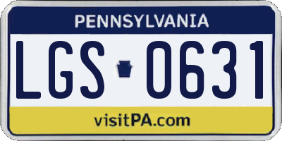 PA license plate LGS0631