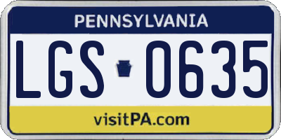 PA license plate LGS0635