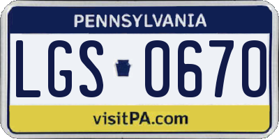 PA license plate LGS0670