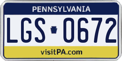 PA license plate LGS0672
