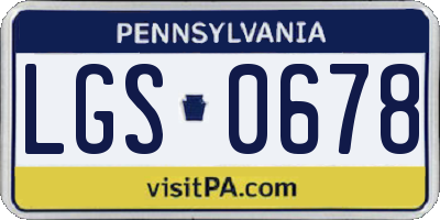 PA license plate LGS0678