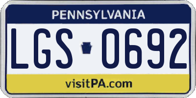 PA license plate LGS0692